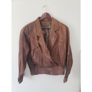 Adventure bound originals lined brown leather jacket Women's size small